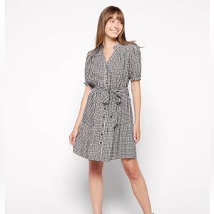 Black and white checkered dress.